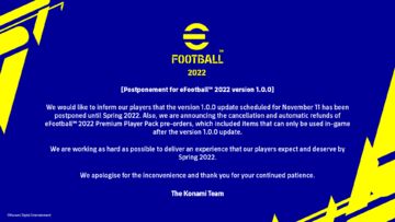 eFOOTBALL 2022 has been postponed....