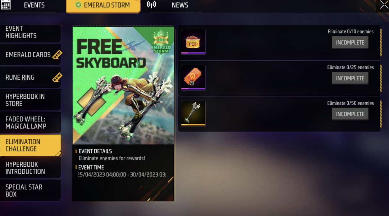 Rewards Overview, Emerald Storm, Garena Free Fire MAX
