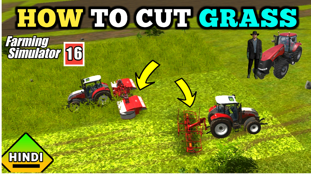 How To Cut Grass And Make Hay Bales Farming Simulator 16 || Farming Simulator 16 Gameplay