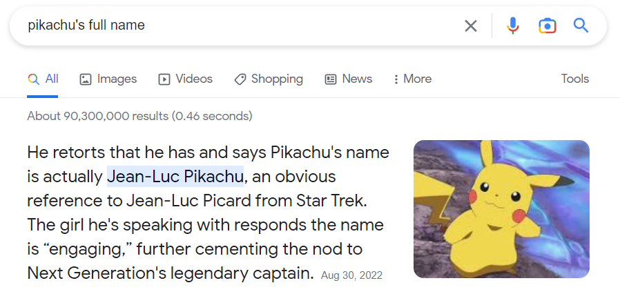 Pokémon Knowledge--Pikachu’s Full Name is ...?