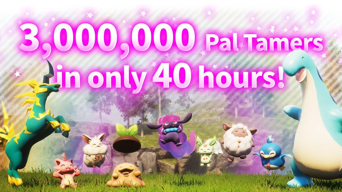 Palworld hits 3 million players, second highest concurrent players on Steam ever