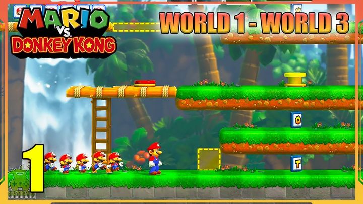 Mario vs Donkey Kong Gameplay Walkthrough Part 1 | World 1 - World 3