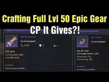 Traha Global Crafting Full Set Of Level 50 Epic Equipment & CP It Gives