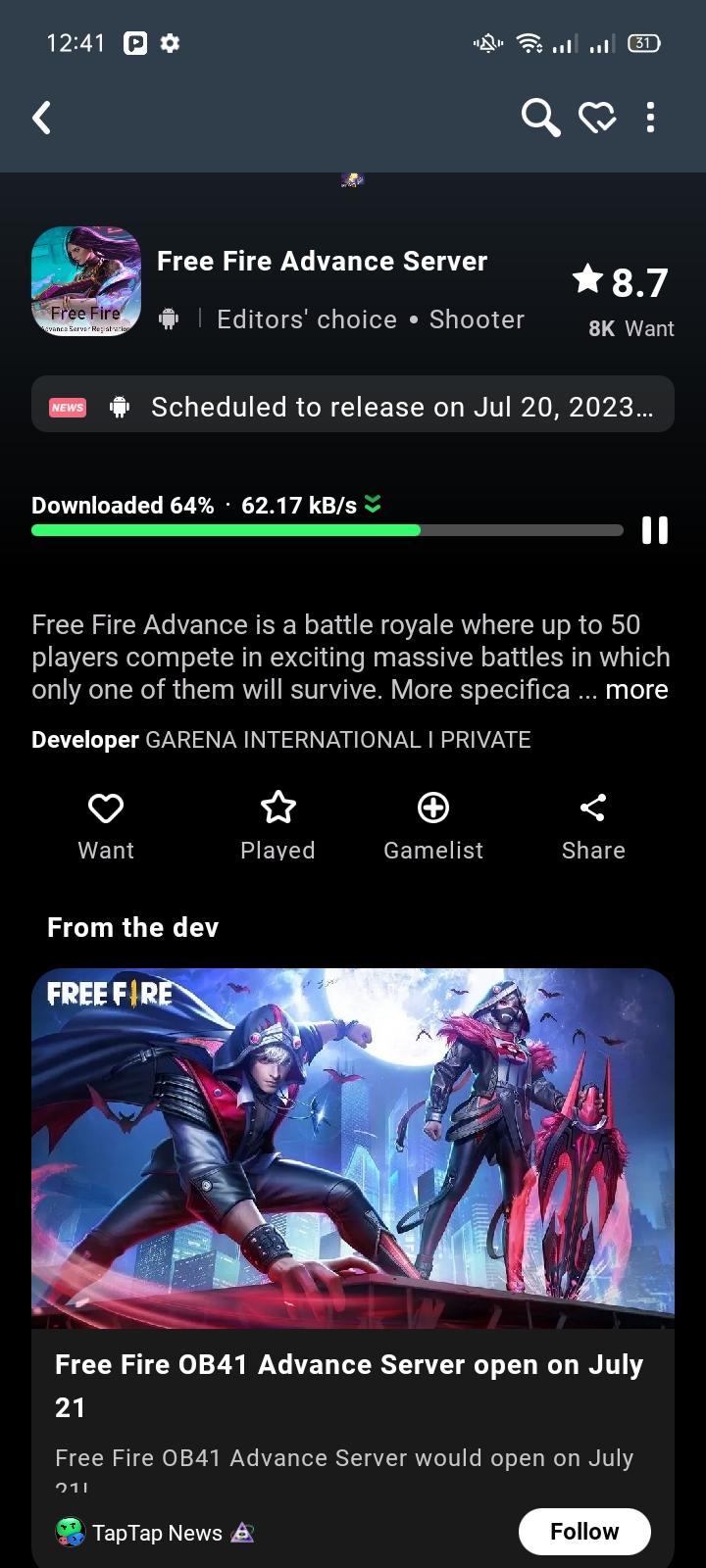 Download Free Fire Advance Server ( OB43 ) For Android