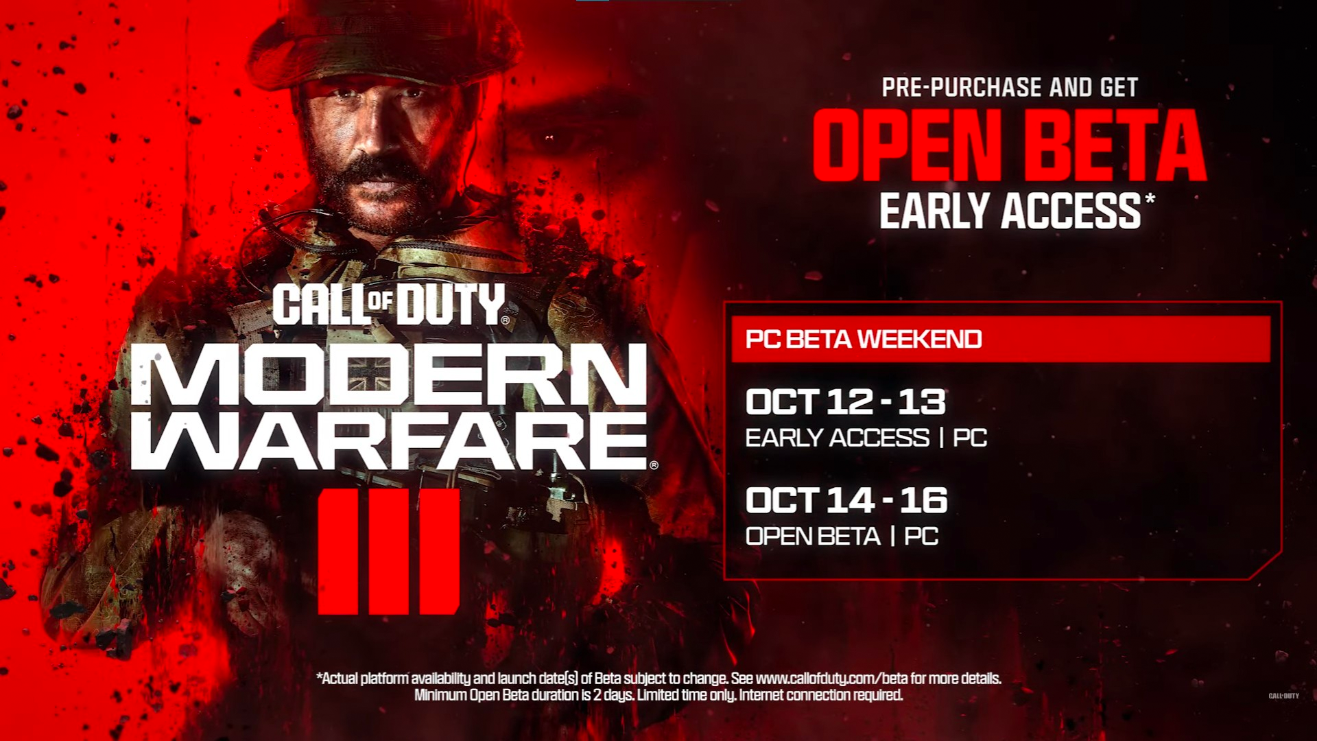 The Modern Warfare 3 beta starts on PC and all other platforms on Oct 14
