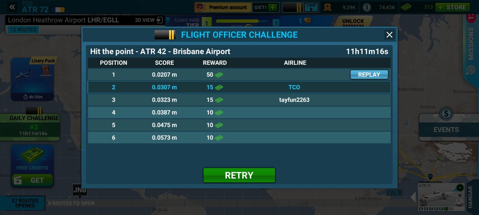 Airline Commander - WTH I Have Top 2 In Hit The Point Daily Challenge!