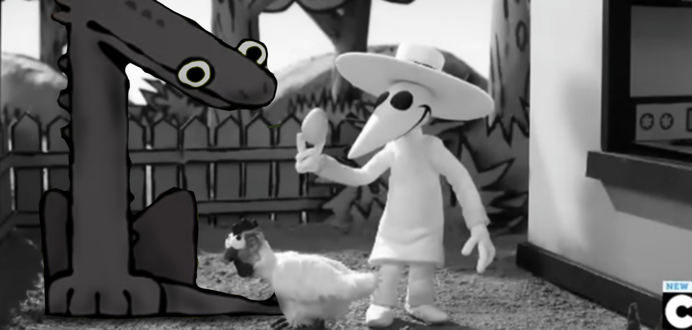 white spy is using egg of toothless (spy vs. spy) (httyd)