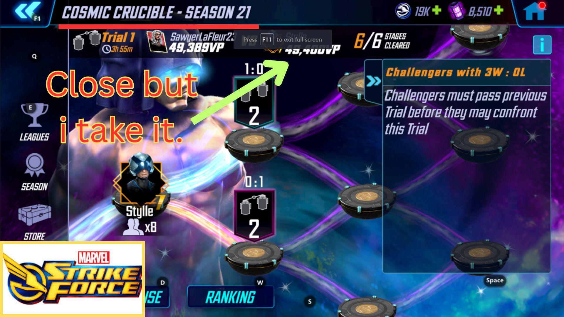 This is back CC S21 Trial 1 P1 , on 25th of April of 2026 in MSF Series of this game mode.