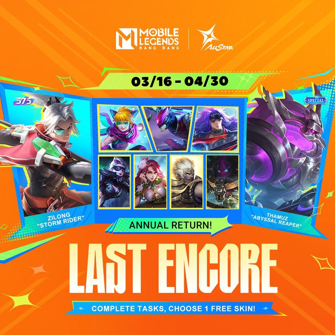 The annual allstar last encore event is coming soon from 03 16 to 04 30