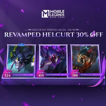 The revamped "Shadowbringer" Helcurt is now available! Don't miss out on the hot offer of a 30% discount on the hero and its skins, "Evolved Predator" and "Exoracial Executer," from 04/24 to 04/30.Revamped Helcurt now receives significant bonuses when not