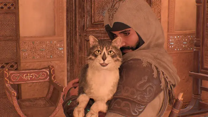 Mew mew homage! Assassin's Creed Mirage includes a cat with the Assassin's Emblem on his nose