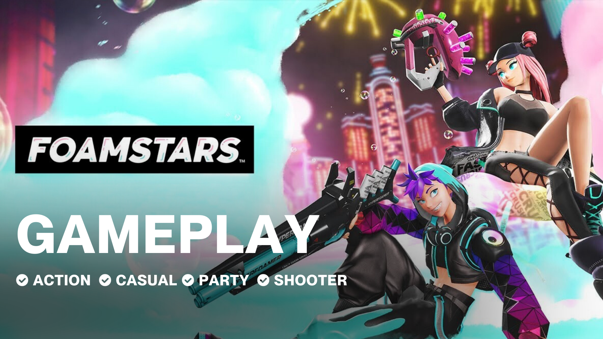Utilize foam-based weaponry in this 4v4 online party game | Gameplay - FOAMSTARS